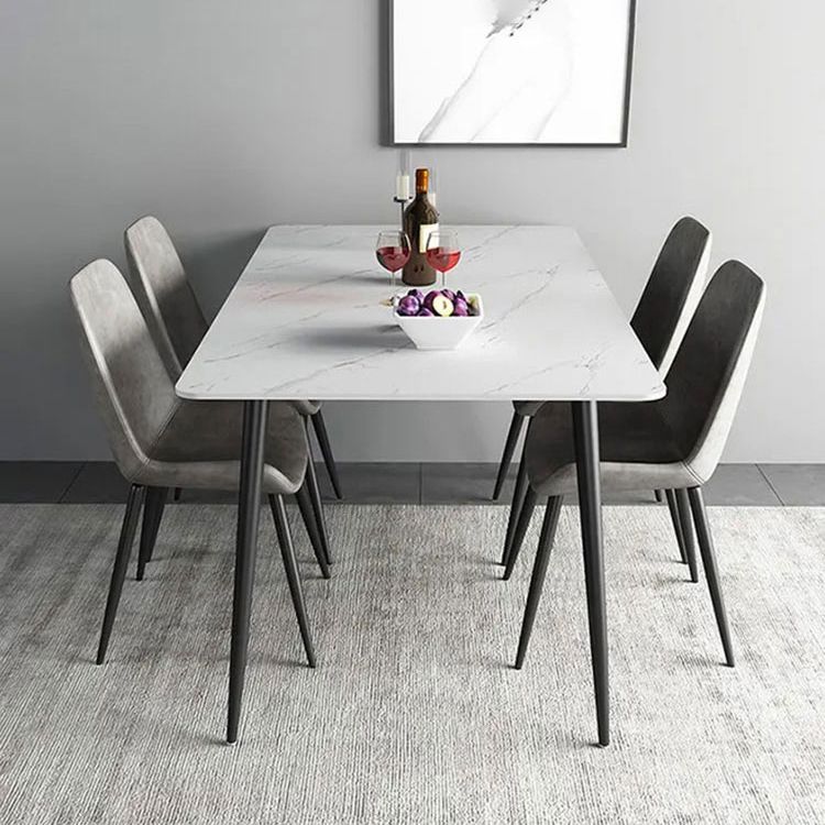 Metal Modern Rectangle Table Sintered Stone Table for Kitchen and Dining Room