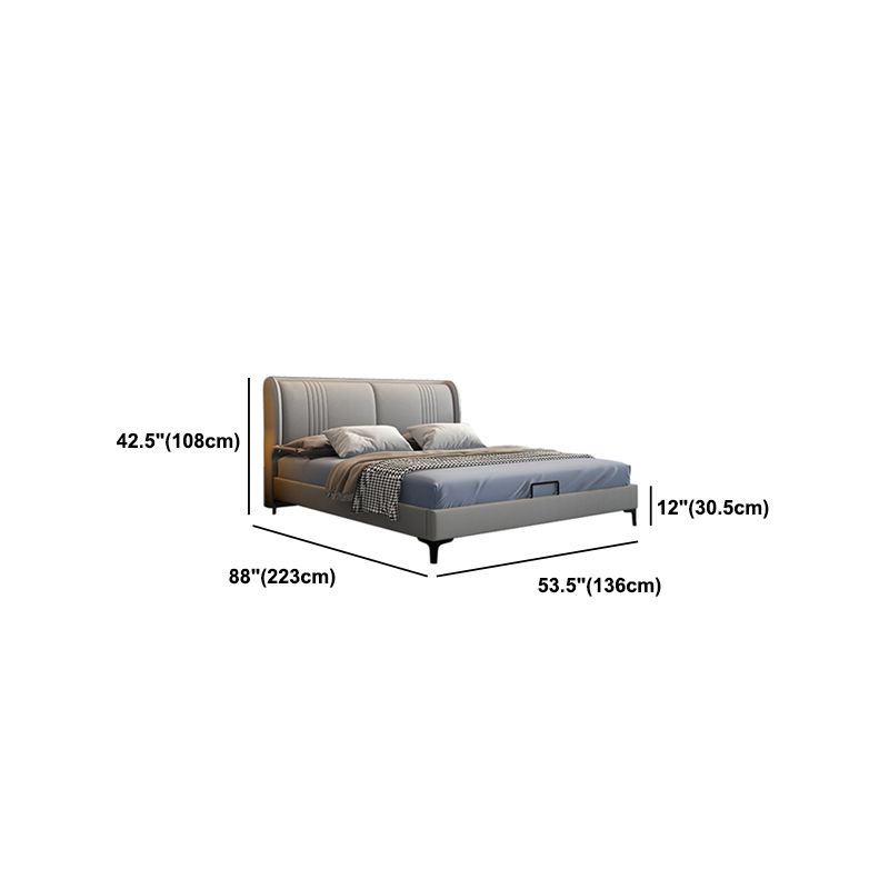 Contemporary Faux Leather Bed with Wingback Headboard and Metal Legs