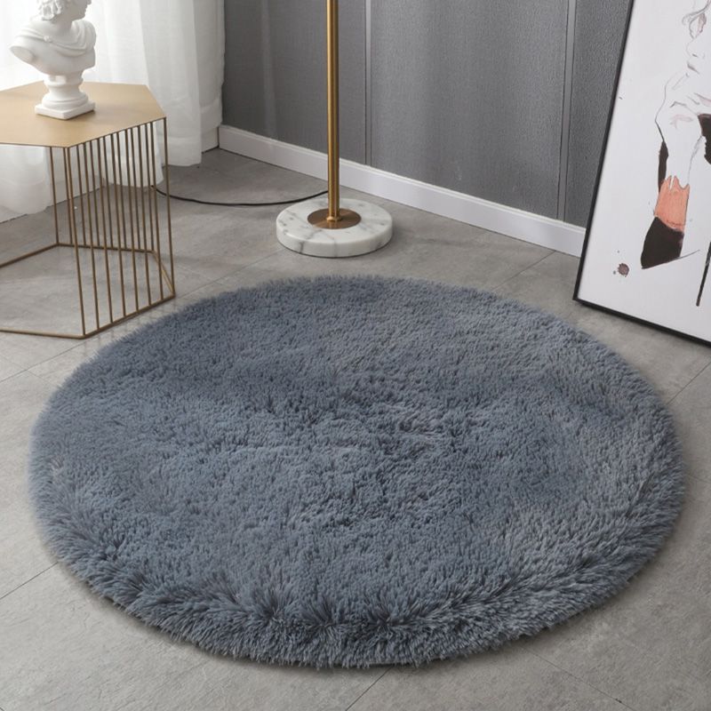 Round Plain Area Rug Polyester Shag Carpet Pet Friendly Rug for Home Decoration