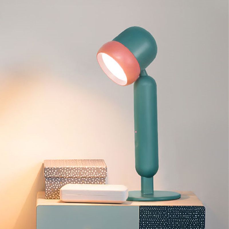 Macaron Swivel Shade Reading Book Light Plastic 1 Head Bedroom Table Lamp with USB Cord