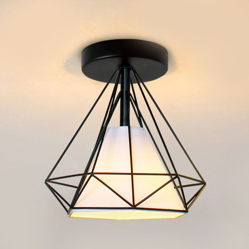 Metal Geometric Shape Flush Mount Light Industrial 1 Light Flush Mount Ceiling Fixture
