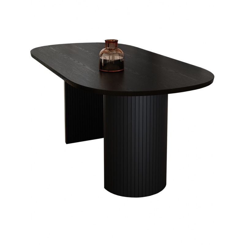 Rubberwood Solid Wood Base Table Contemporary Dining Table in White and Black
