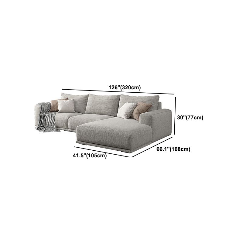 Nordic Stationary Living Room Seating Square Arm Pillows Sofa Chaise