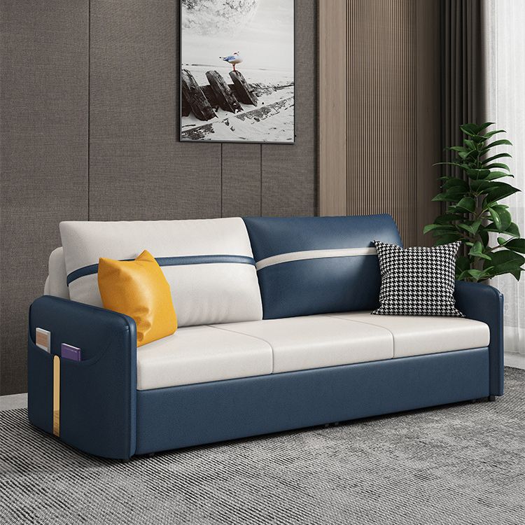 Modern 31.5" H Faux Leather Square Arm Sofa Bed for Apartment