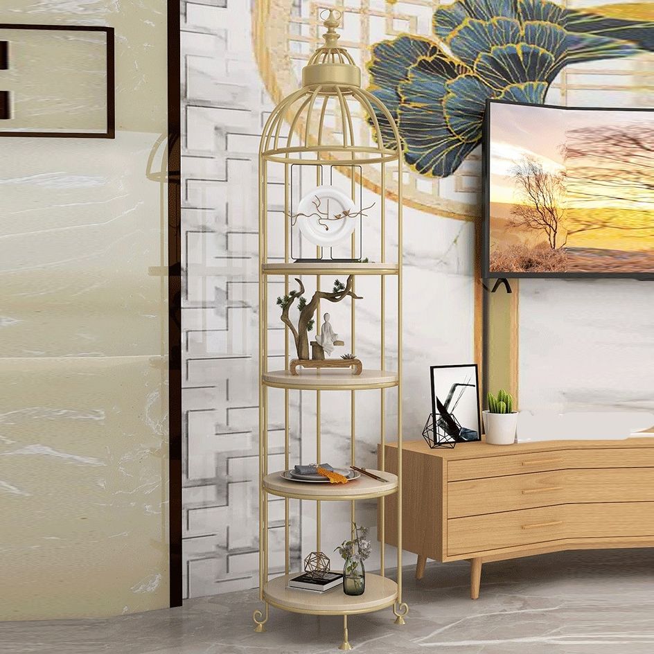 Modern Indoor Geometric Bookshelf Metal Frame Manufactured Wood Shelf Bookcase