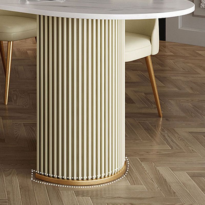 Modern Sintered Stone Dining Table Double Pedestal Table for Dining Room