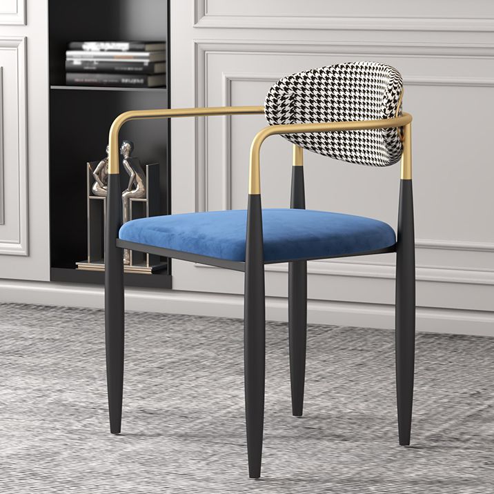 Silla de cocina contemporánea, silla auxiliar con brazo de comedor y patas de metal