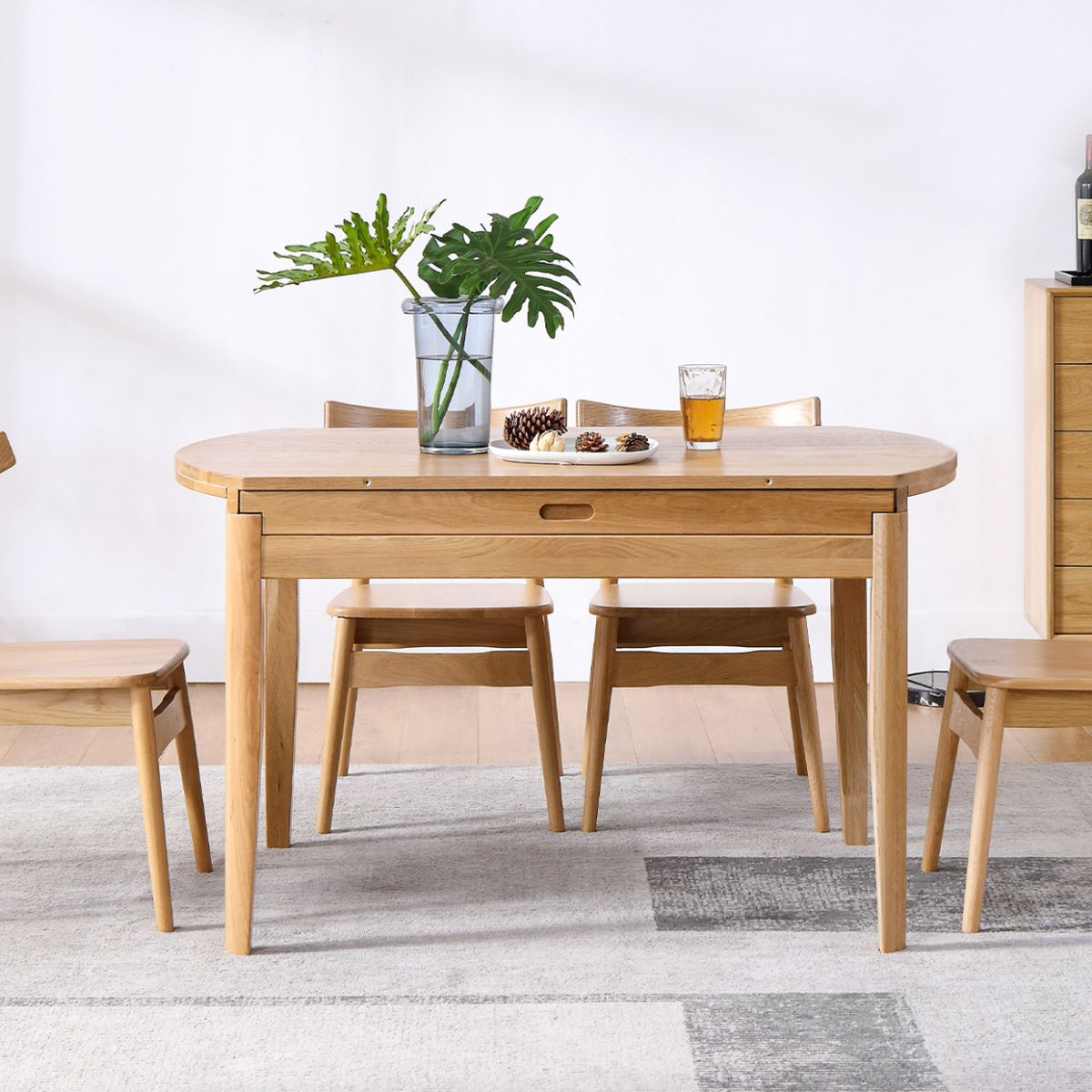 Round Dining Site Table Simple Style Solid Wood  Furniture with Drop Leaf