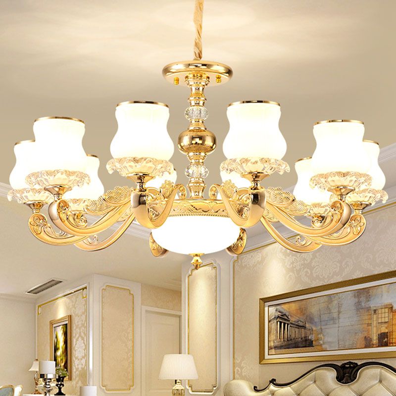 Calabaza Kit de luz colgante de vidrio modernidad Candelera de oro de oro para sala de estar