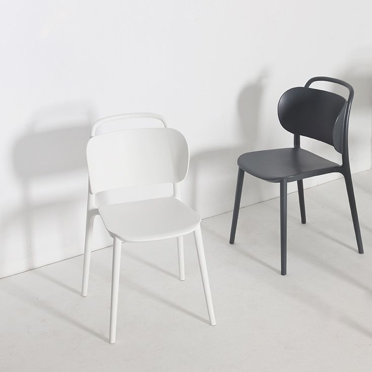 Sillas de comedor de plástico contemporáneas, silla sin brazos con respaldo abierto (juego de 2)