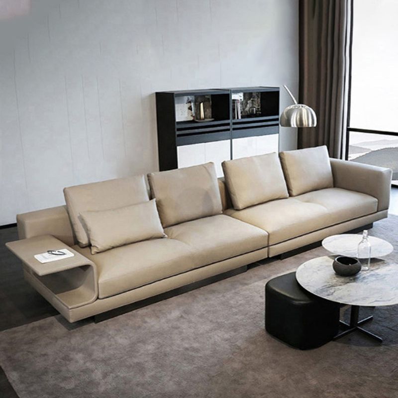 Scandinavian Light-grey Loose Back Square Arm Living Room Seating
