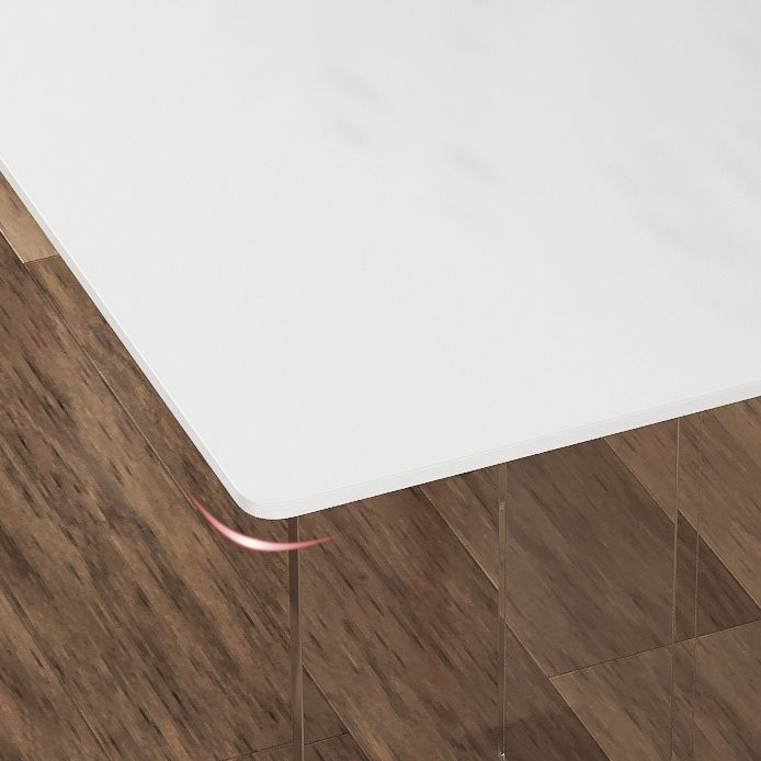 Minimalist Rectangle Shape White Dining Set Sintered Stone Kitchen Dining Set with Double Pedestal