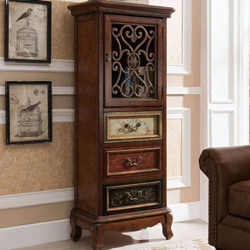 47.24"/61.02" Tall 1- Door Wooden Cabinet, Rectangle Accent Cabinet with Drawers