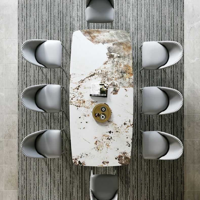 Modern Sintered Stone Table Dining Rectangle Table with Metal Legs for Home Use
