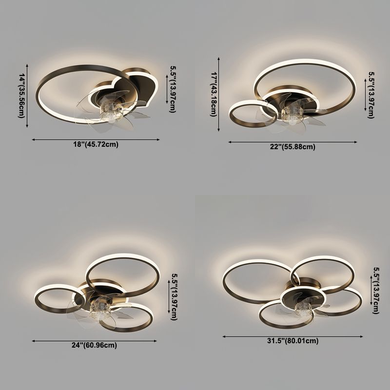 Modern Style Ceiling Fan Lamp LED Ceiling Mount Light with Acrylic Shade for Dining Room