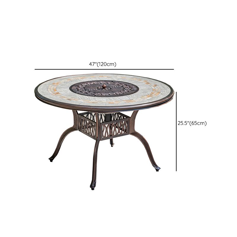 Industrial Round Side Table Water Resistant Patio Table with Aluminum Frame