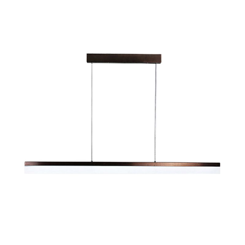 Black/White/Brown Linear Pendant Lighting Minimalist Metal LED Hanging Light in Warm/White/Natural, 31.5"/39"/47" Wide