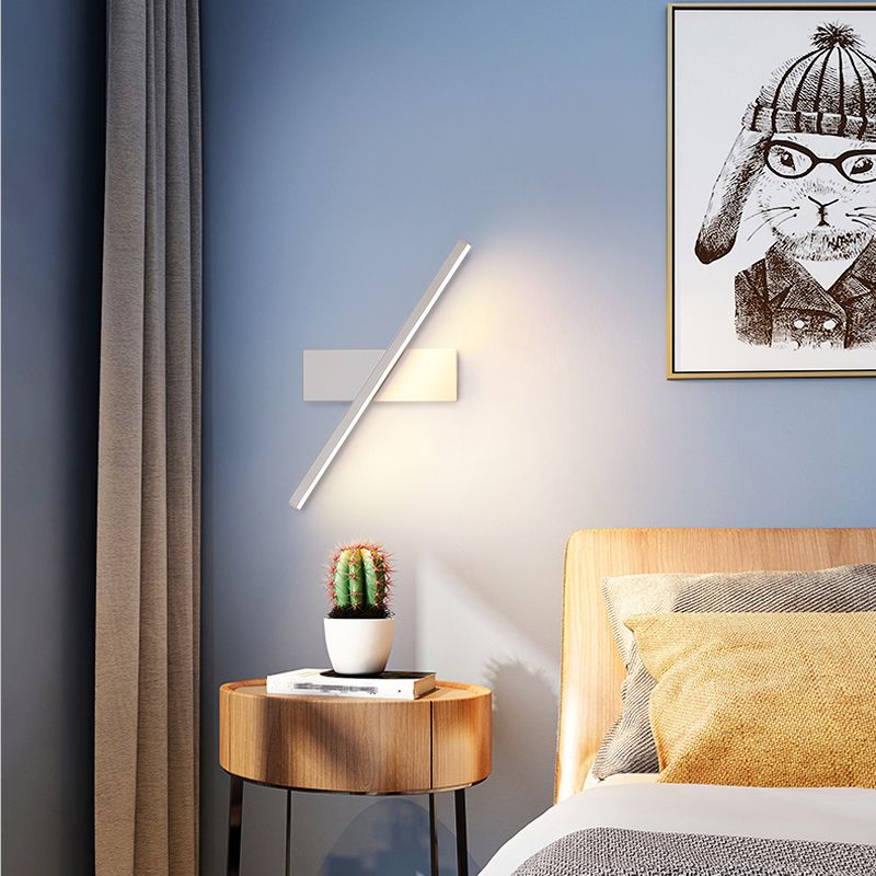 Lámpara de pared rotativa LED de silicona en moderna luz de pared lineal de aluminio de estilo creativo para dormitorio