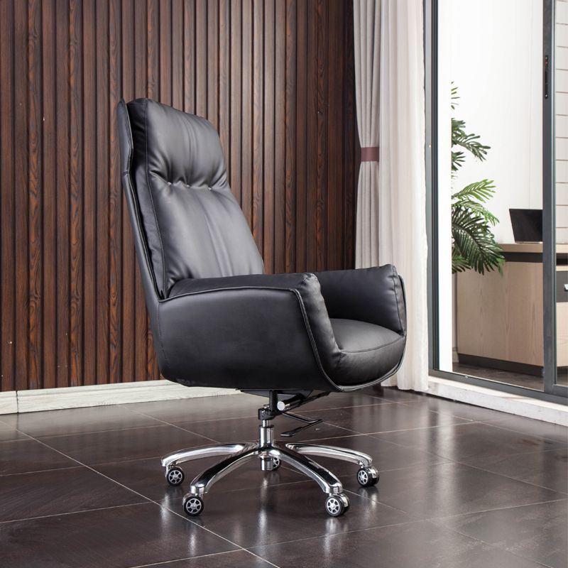 High Back Armless Managers Chair Modern Faux Leather Executive Chair