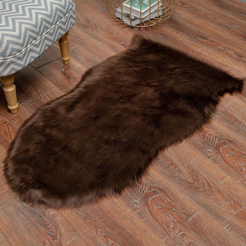 White Living Room Carpet Polyester Solid Color Area Rug Anti-Slip Backing Indoor Rug