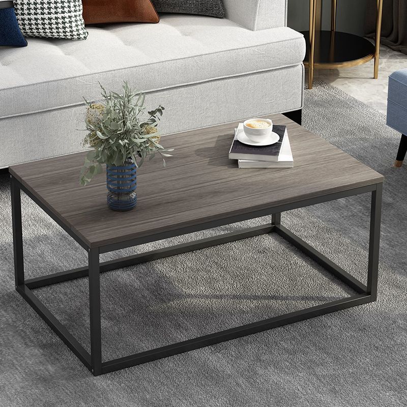 Modern Rectangular Steel Frame Coffee Table  Black Cocktail Table