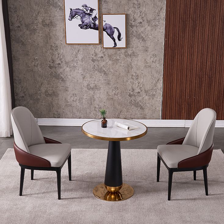 Metal Traditional Luxury Round Table Marble Top Indoor Table with Pedestal