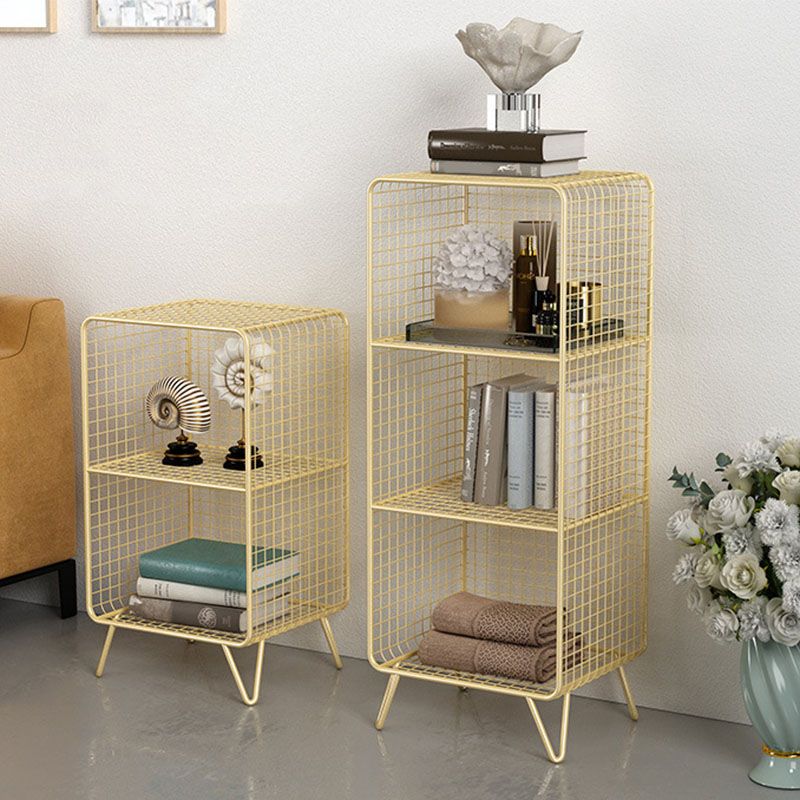 Modern Metal Bookshelf Standard Vertical Closed Back Bookcase in Burnish