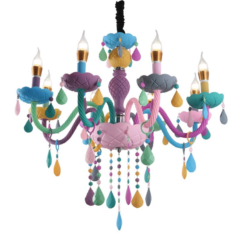 Smeedijzeren macaron hanglamp in moderne creatieve stijl glazen binnen plafondlicht met kristallendecoratie