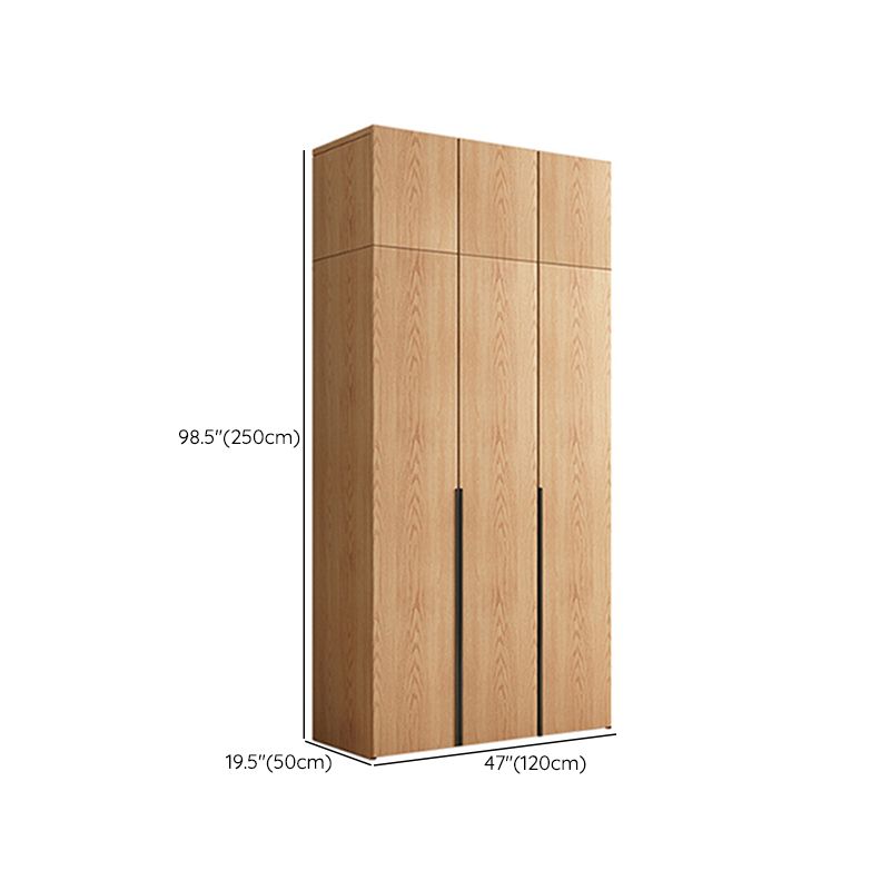 Contemporary Freestanding Natural Wardrobe Oak Solid Wood Wardrobe with Shelves