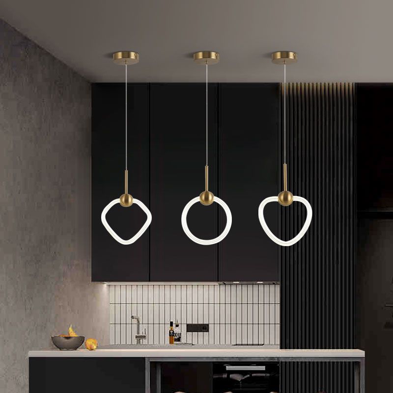 Modern Gold Pendant Light Metal Geometric Hanging Pendant for Living Room