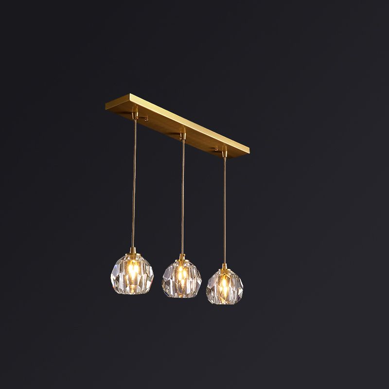 Round Down Lighting Pendant Modern Style Crystal Coppery Suspension Pendant Light