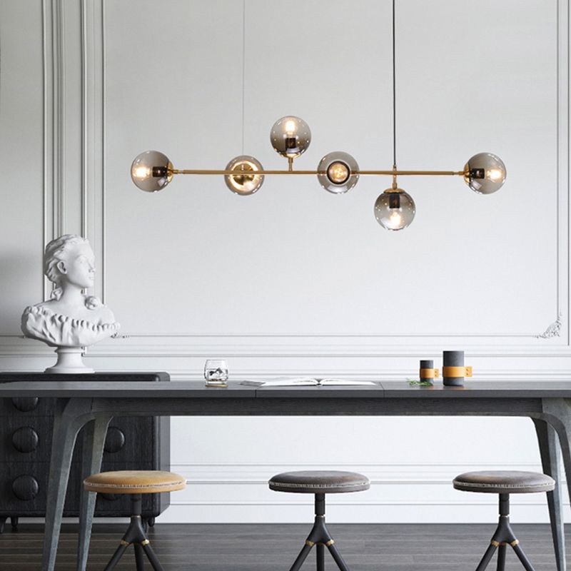 Gold Metal Hanging Ceiling Light Linear Modern Island Lamps for Dining Room