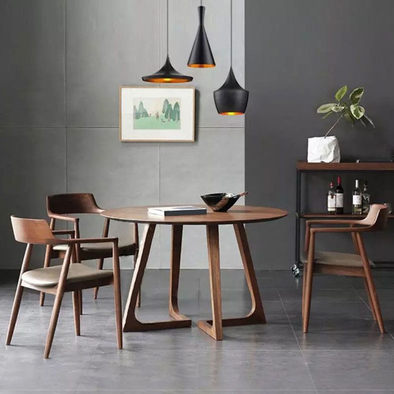 Contemporary 1/2/4 Pieces Furniture Round Solid Wood Dining Set in Brown