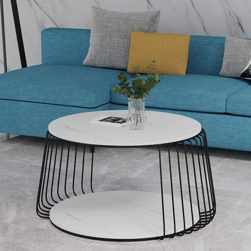 Glam Slate Geometric Coffee Table 17.7" H 1 Single Cocktail Table with Storage