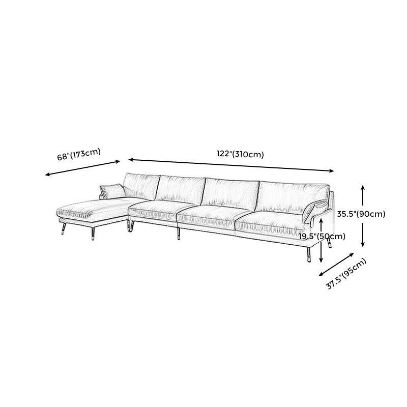 Brown Leather Settee Furniture Recessed Arm Sofa Set with Pillows