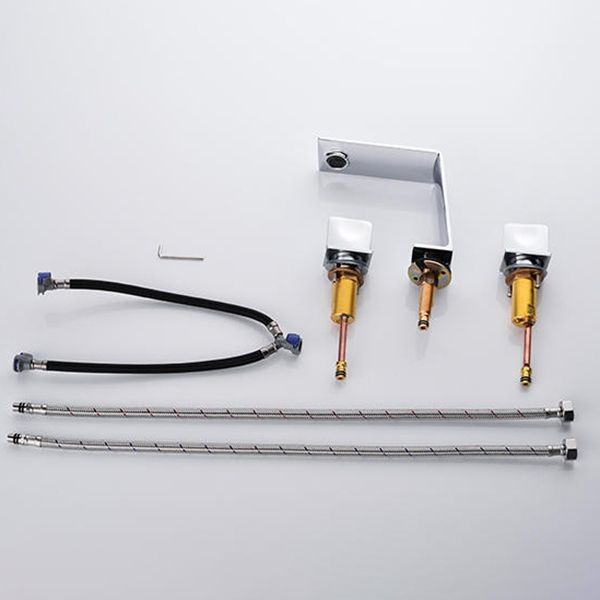 Modern Square Brass Bathroom Sink Faucet with 2-Handle Sink Faucet