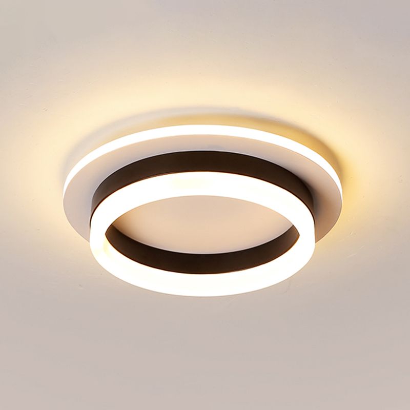 Modern Style Geometry Ceiling Lights Metal 2 Light Ceiling Lamps for Bedroom in Black