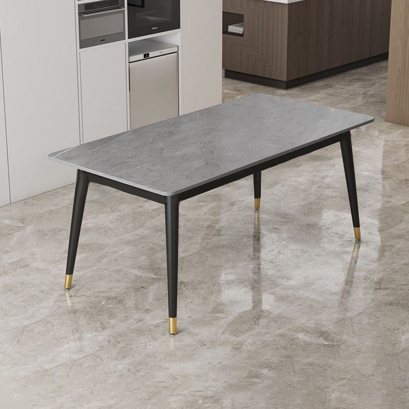 Stone Modern Rectangle Dining Table Matte Finish 4 Legs Table for Home