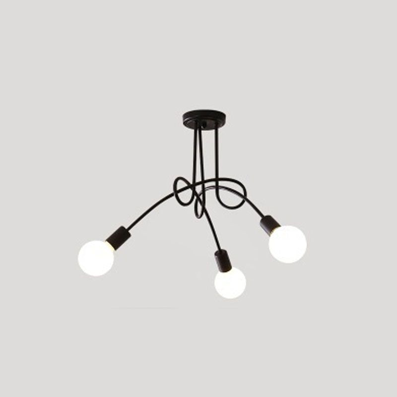 Estilo industrial Luz de techo de múltiples cabezas de montaje de montura de montaje de hierro forjado para sala de estar