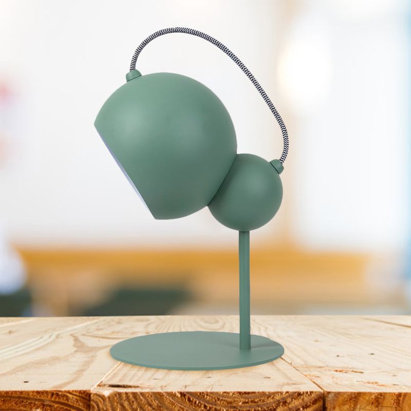 Lampada da tavolo globo rosa/giallo/verde Lampada da lettura modernista metallizzata a 1 luce con paralume regolabile per camera da letto