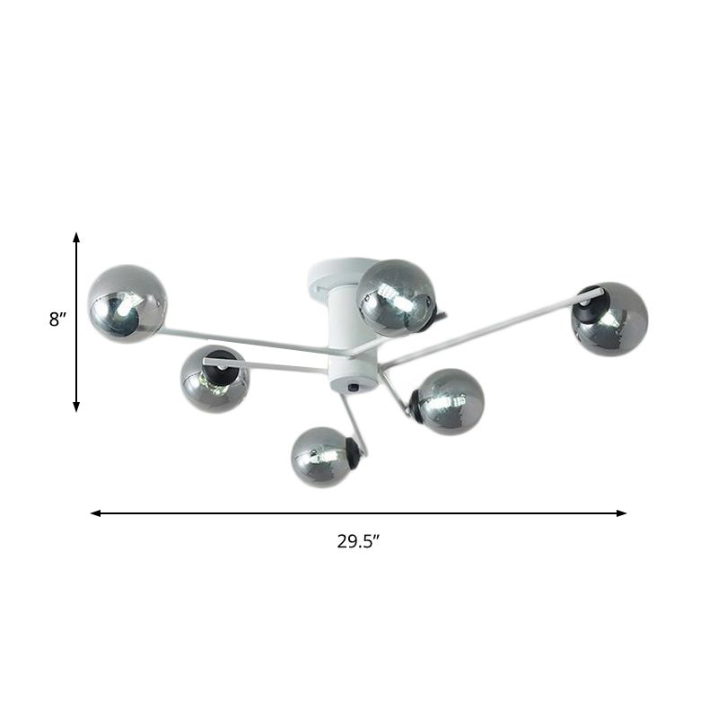 SPUTNIK SEMI FLUSH MONTRO POSTMODERN SIGHT SILTH Glass 6/8/10 luci bianche soggiorno a fiuto lampada a soffitto