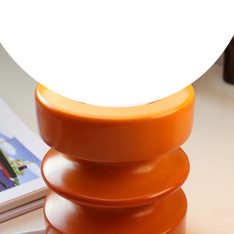 Spherical White Glass Night Lamp Nordic 1 Bulb Table Light with Wooden Base