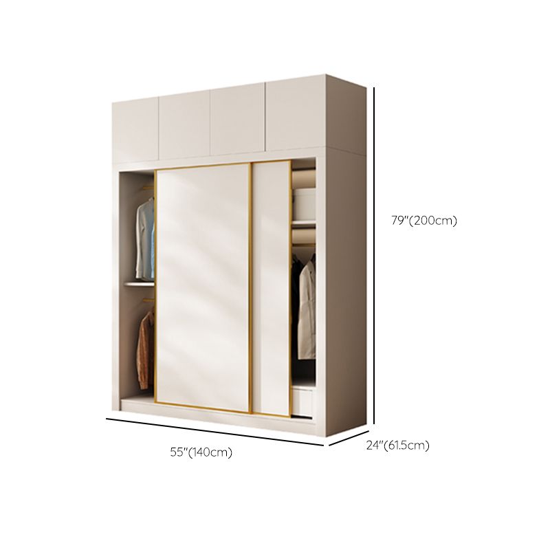 Modern Wardrobe Armoire with Garment Rod Wood Wardrobe Cabinet