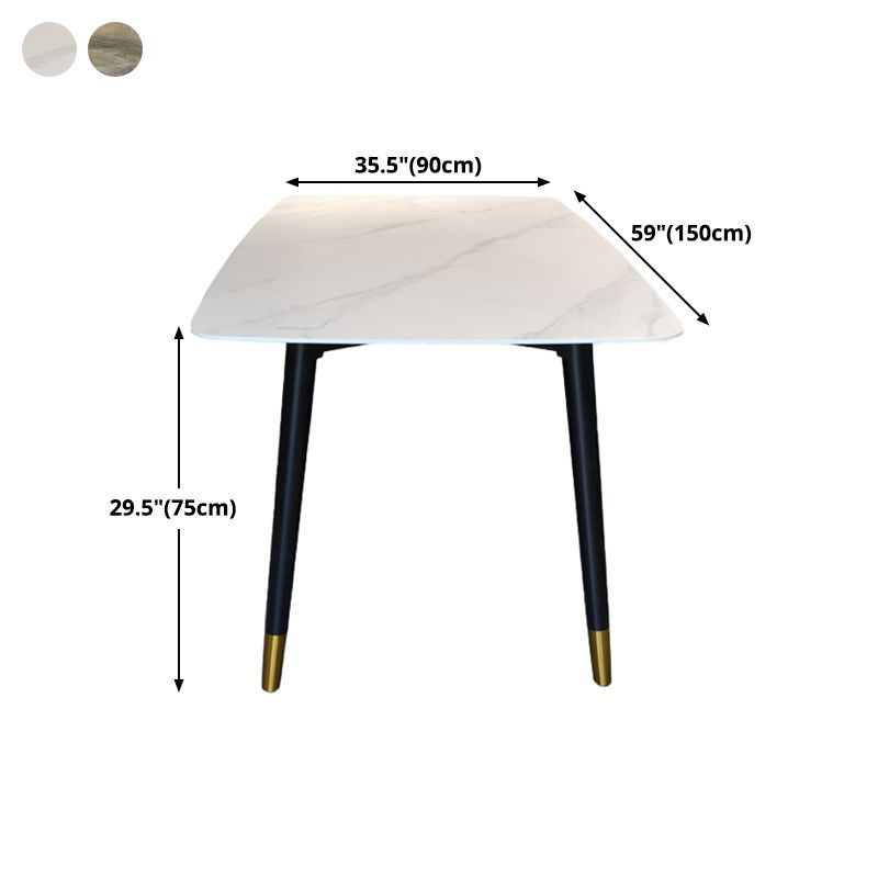 Mesa de comedor rectangular de mediados de siglo Mesa fija de piedra sinterizada para restaurante