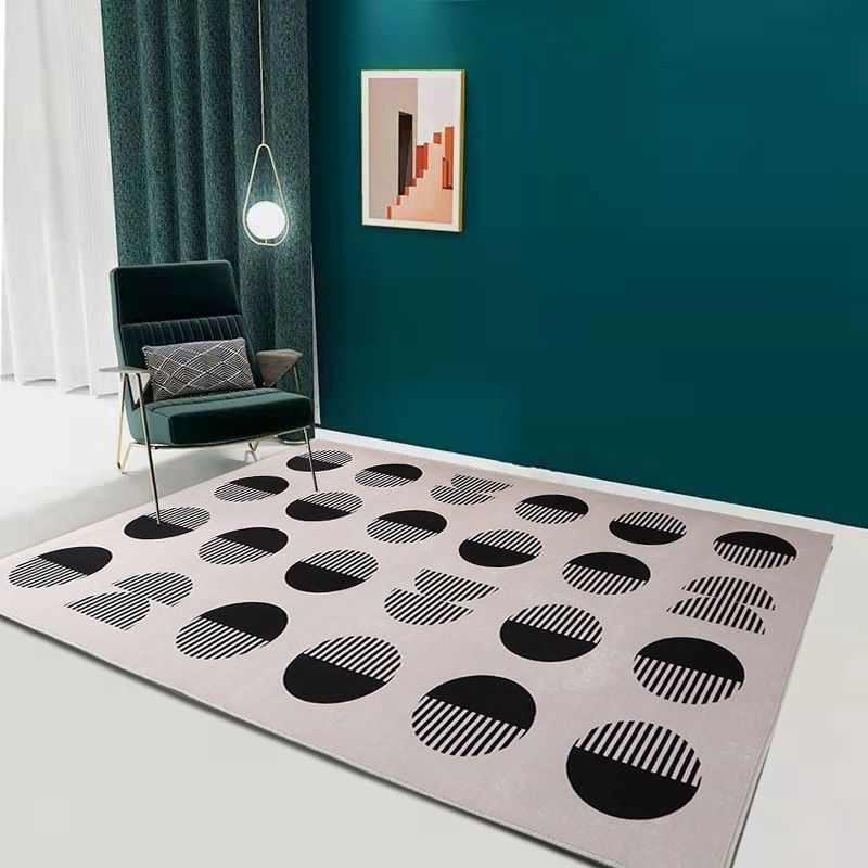 Modern Geometric Circle Rug Area Rug Anti-Slip Backing Carpet for Bedroom