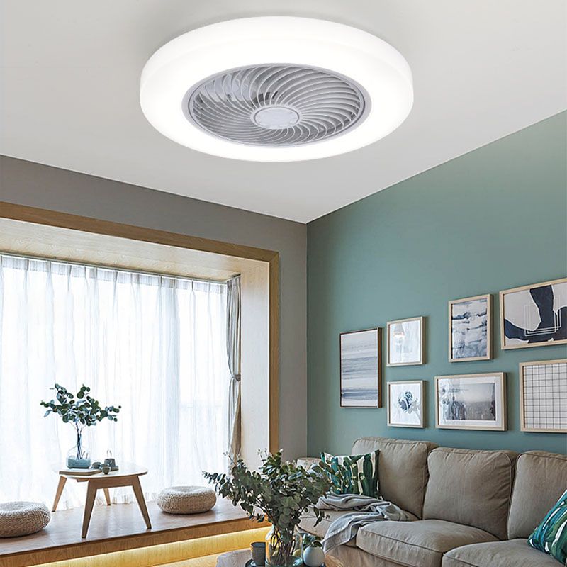 Moderne kreative LED -Deckenventilator Leichte schmiedeeisere kreisförmige Flush -Halterung mit Acrylschatten