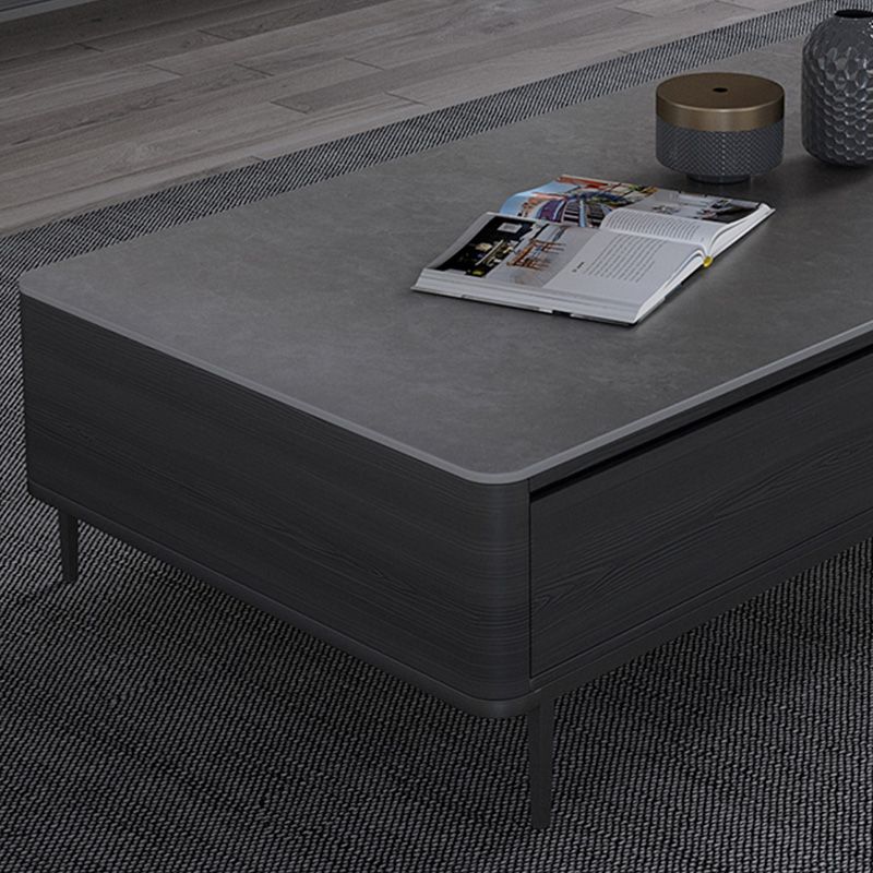 Rectangular Slate 4 Legs Coffee Table Modern 1 Single Cocktail Table with 4 Drawers