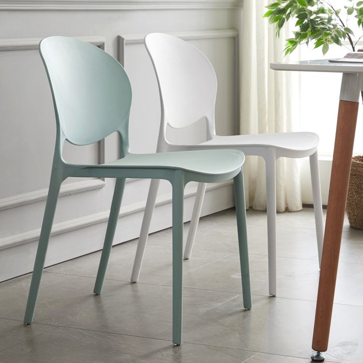Scandinavian Armless Dining Chairs Plastic Indoor Stackable Open Back Side Chair