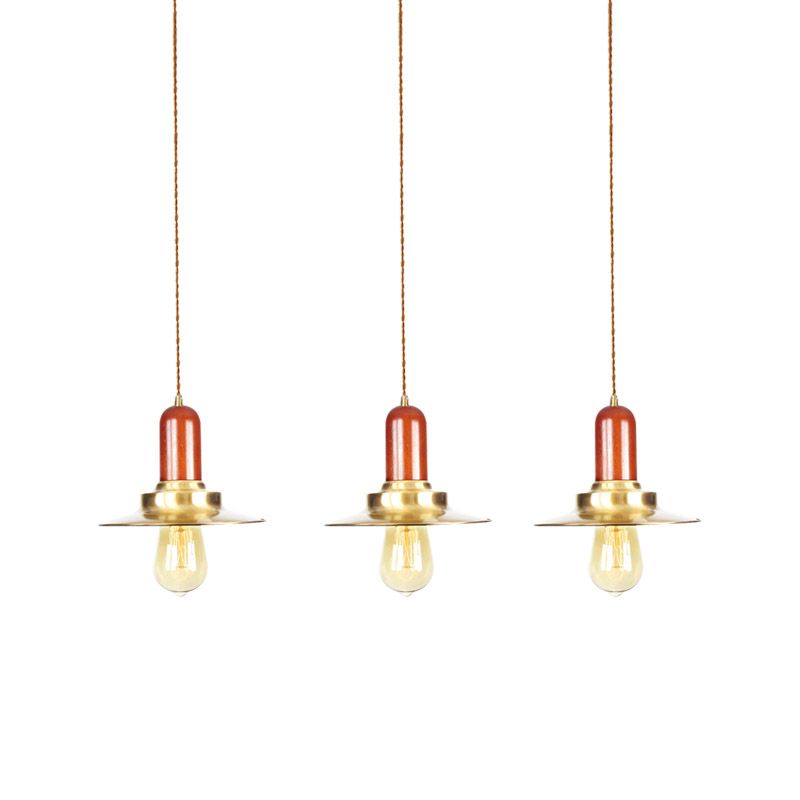Gold Finish 3/5/7 Glühbirnen Mehrere hängende leichte industrielle Metallic Flat Tandem Deckenlampe