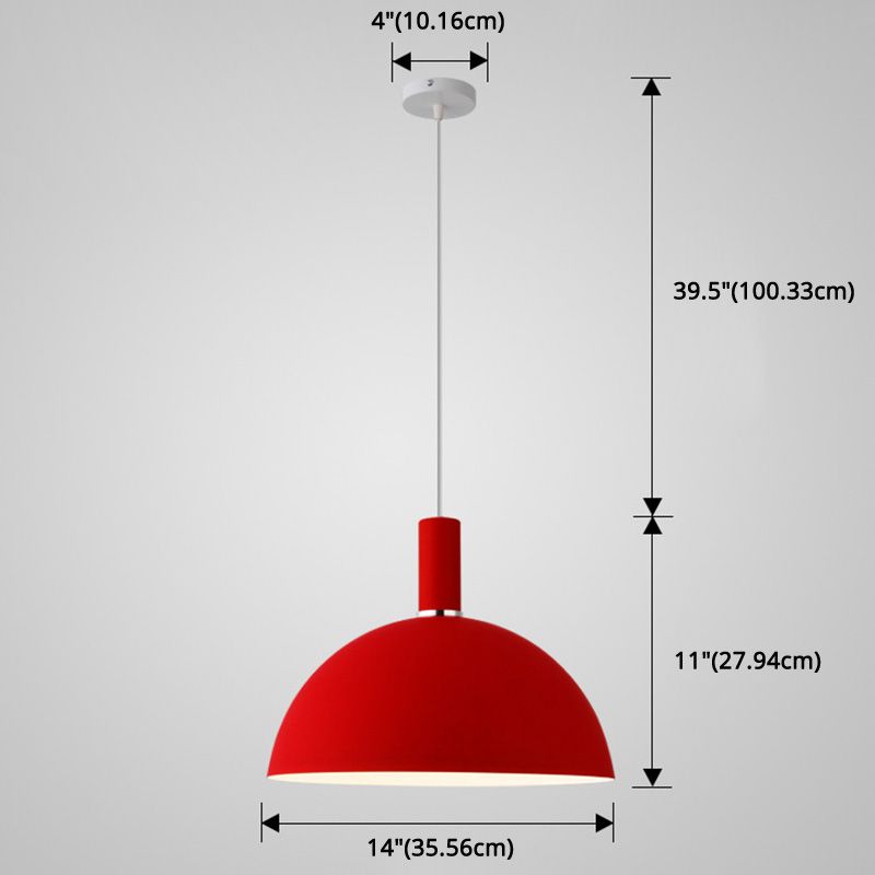 Metal Hemispherical Hanging Light Nordic Style 1 Light  Restaurant Ceiling Pendant Lamp